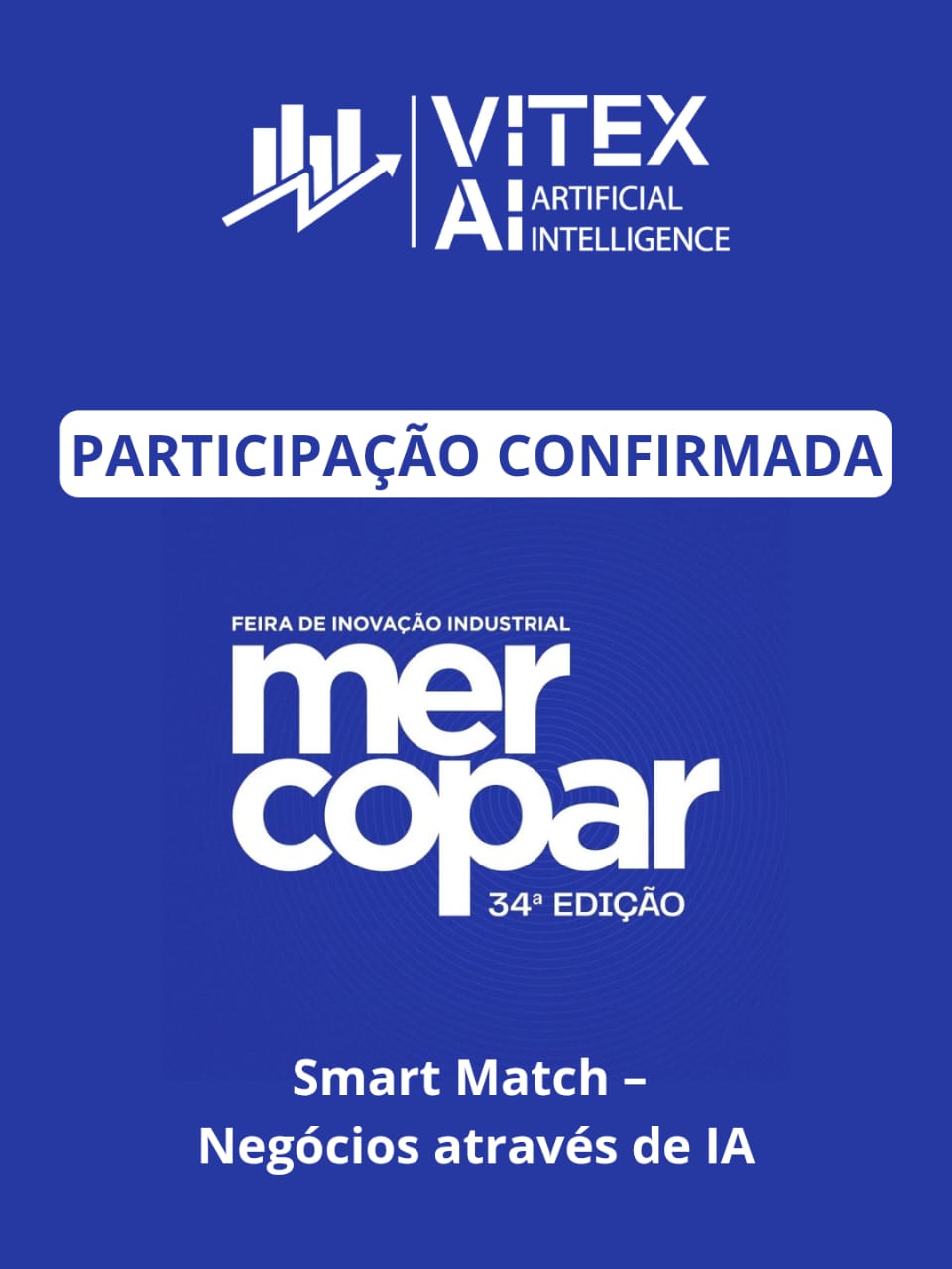 Imagem ilustrativa da VitexAI na Mercopar com destaque para o projeto Smart Match e Inteligência Artificial